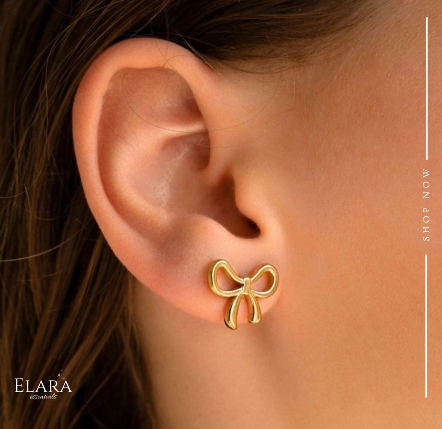 Dainty Gold Bow Stud Earrings – Minimalist Ribbon Earrings – Waterproof Stainless Steel