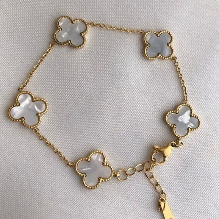 Double sided Clover Bracelet – 5-Motif Alhambra Style Bracelet – Waterproof Stainless Steel