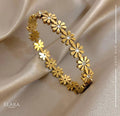 Dainty Daisy Floral Bangle – Zirconia Flower Bracelet – Tarnish-Free Stainless Steel